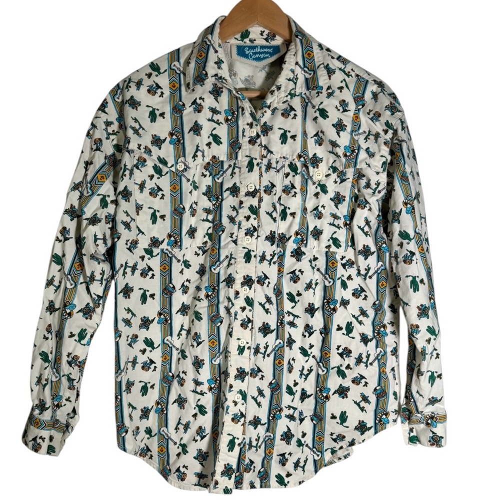 Vintage 90s Southwest Canyon Native Desert Aztec Button Down Shirt Womens Medium